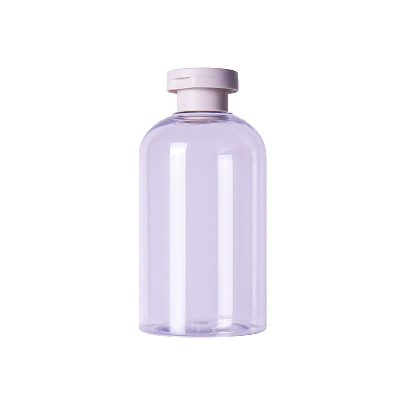 250ml 300ml Clear PET Plastic Round Squeeze Plastic Bottle With Flip Top Cap For Shampoo Conditioner Body Wash Lotion