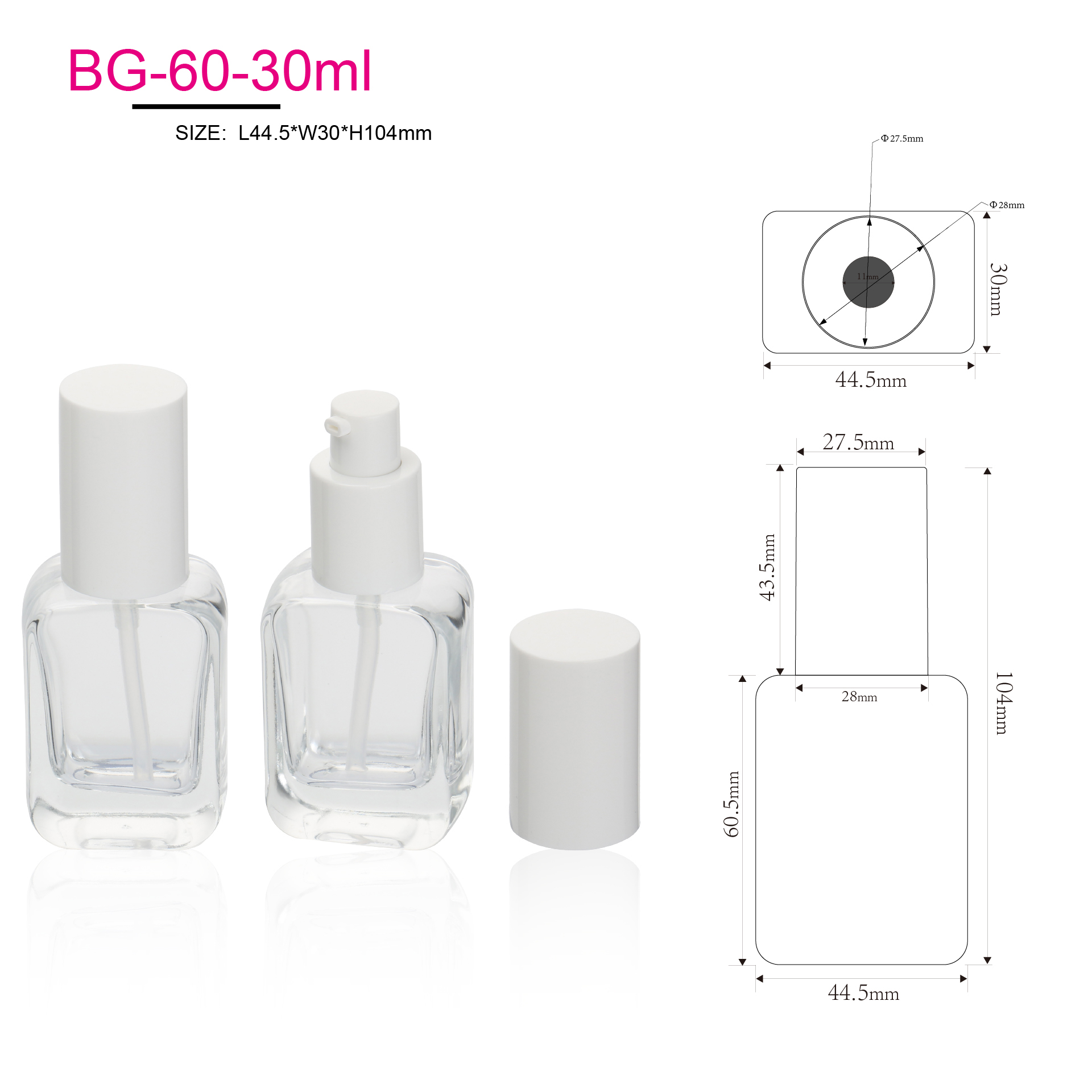 Essential Oil Glass Bottle Skincare Cream Lotion Bottle 30ml Clear Frosted Glass Cosmetic Packaging Bottle Set