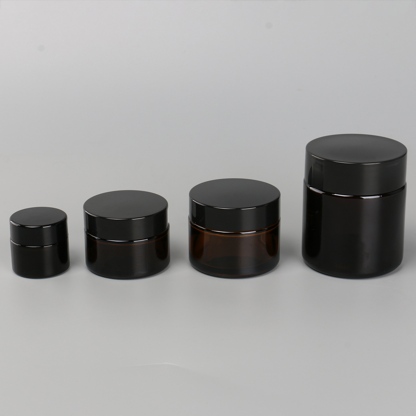 5g 10g 50g 100g Round Amber Face Cream Jar Brown Glass Cosmetic Candle Jar With Black Screw Plastic Cap