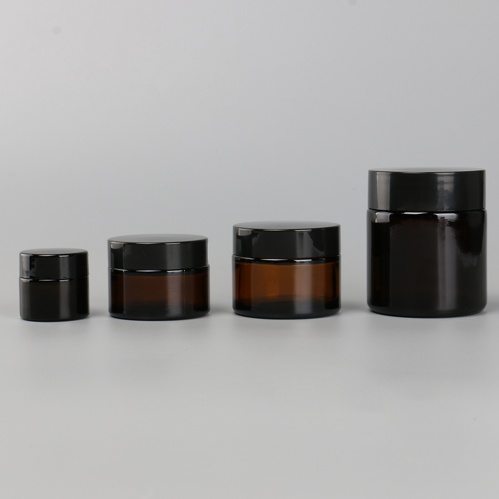 5g 10g 50g 100g Round Amber Face Cream Jar Brown Glass Cosmetic Candle Jar With Black Screw Plastic Cap