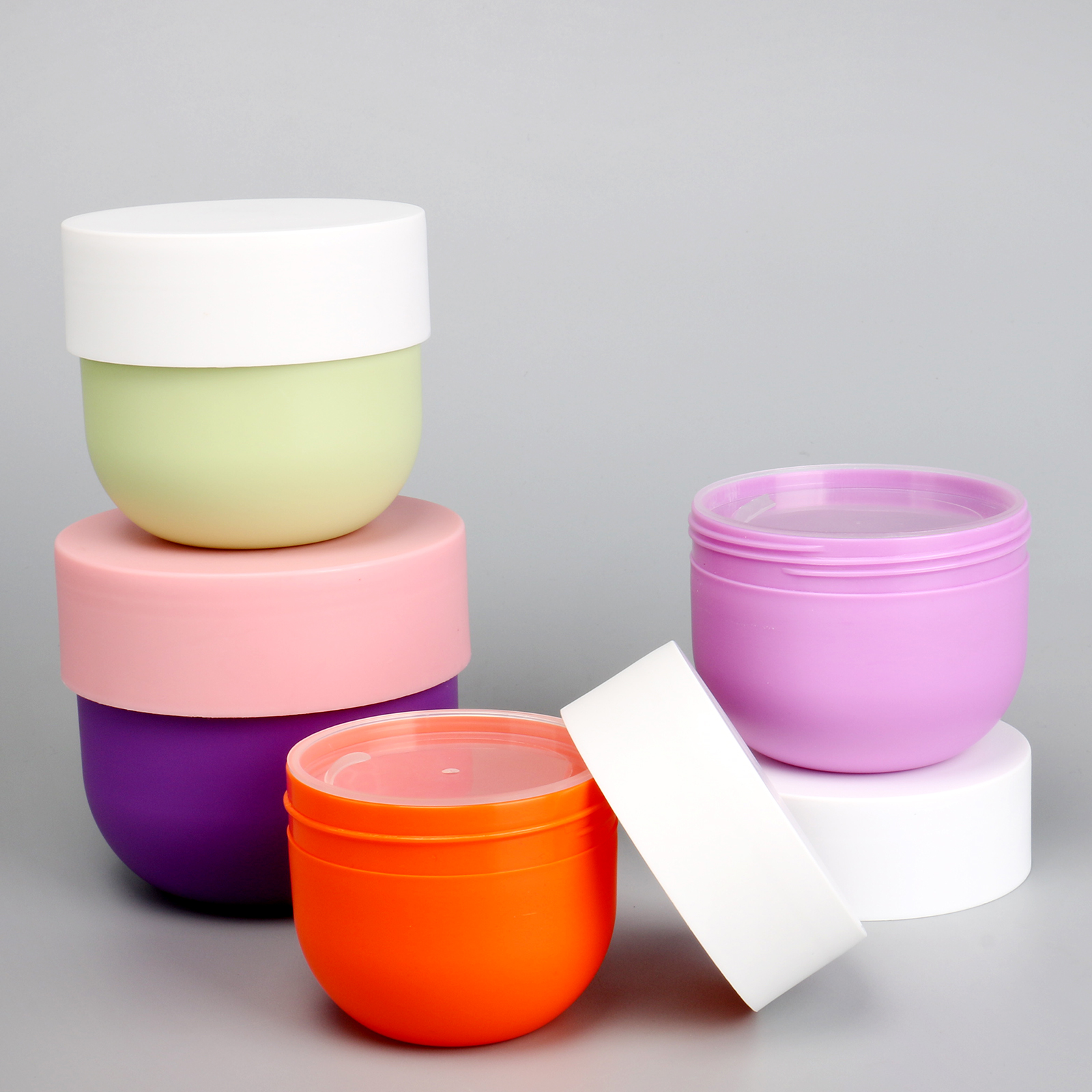 Empty 150ml 200ml 300ml 500ml PP Plastic Frosted Cosmetic Cream Jar Hair Mask Bowl Shaped Jar With Lid