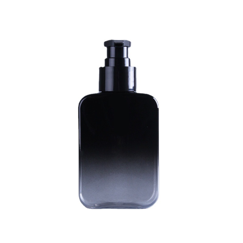 150ml Gradient Black Flat Slant Shoulder Cosmetic Bottle PET Plastic Shampoo Bottles With Pump For Sanitizer Liquid Hand Soap