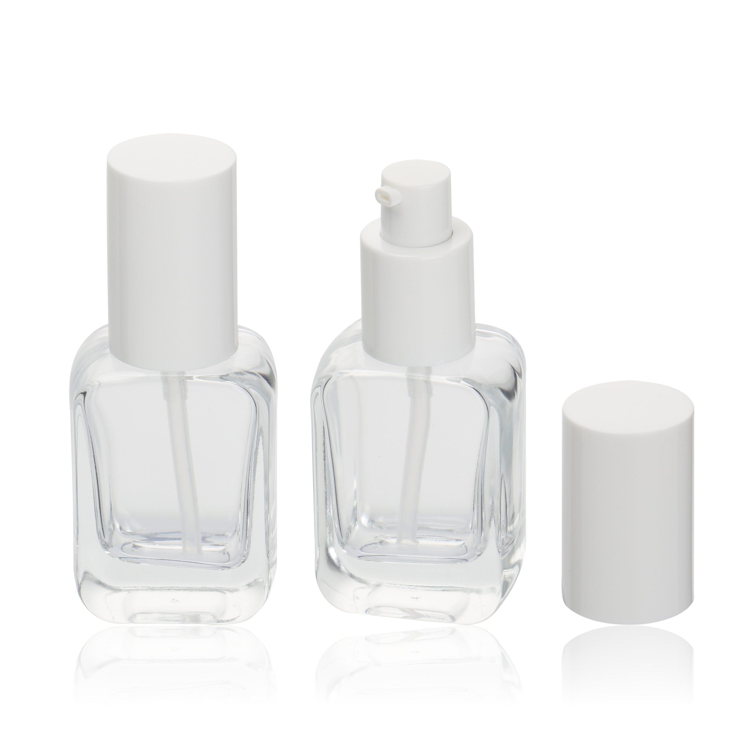 Essential Oil Glass Bottle Skincare Cream Lotion Bottle 30ml Clear Frosted Glass Cosmetic Packaging Bottle Set