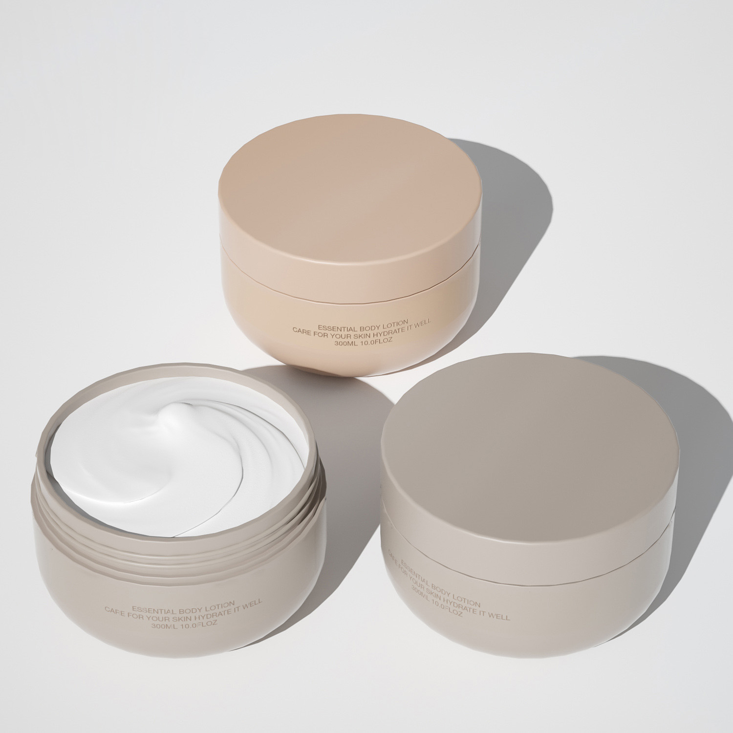 300ml Round Shape PP Plastic Wide Mouth Cosmetic Skin Care Packaging Frosted Beige Khaki Face Cream Hair Mask Jar