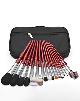 High Quality Wool Makeup Brush Set 16 Pcs Soft Professional Make Up Brushes Private Label Red Handle Makeup Brush