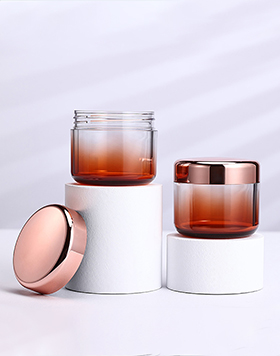 Custom Skin Care Container 100ml Thick-Walled Pot Gradient Color Cream Jar PET Plastic Cream Jar With Rose Gold Lid