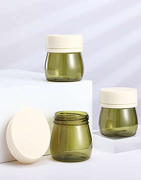 160ml Dark Green Thickened Wide Mouth Plastic Skin Care Cosmetic Recycled Cream Packaging Jar With Beige Screw Lid