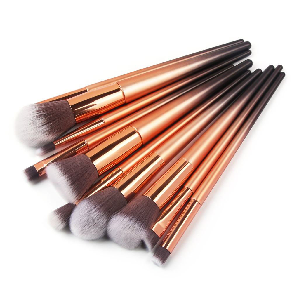 10pcs Gradient Blue White Shiny Silver Handle Soft Makeup Tools High Quality Professional Makeup Brush Set