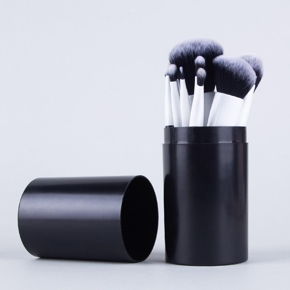 Soft Dense Synthetic Hair Private Label 12 Pcs Cosmetic Makeup Black Makeup Brush Set For Face Eye