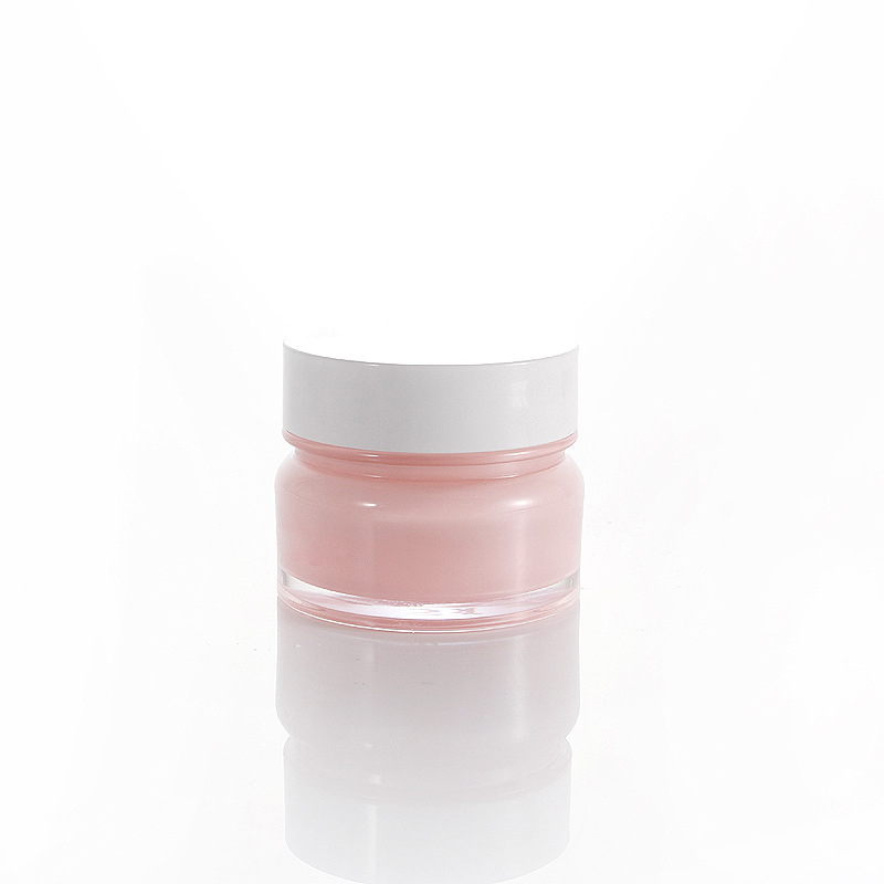 Face Cream Container Cosmetic Packaging 50g Transparent Pink Round Acrylic Jar Skin Care Cream Jar