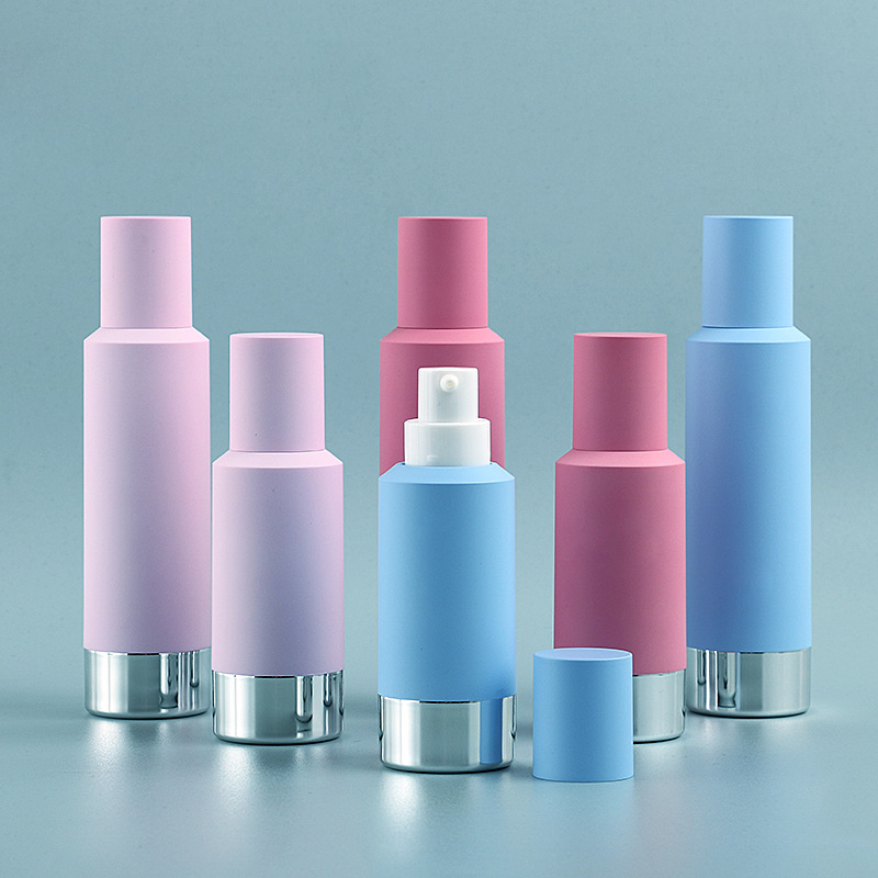 Cosmetic 15ml 30ml Blue Pink Airless Lotion Pump Bottle Round Slant Shoulder Double Wall Eye Face Cream Bottle