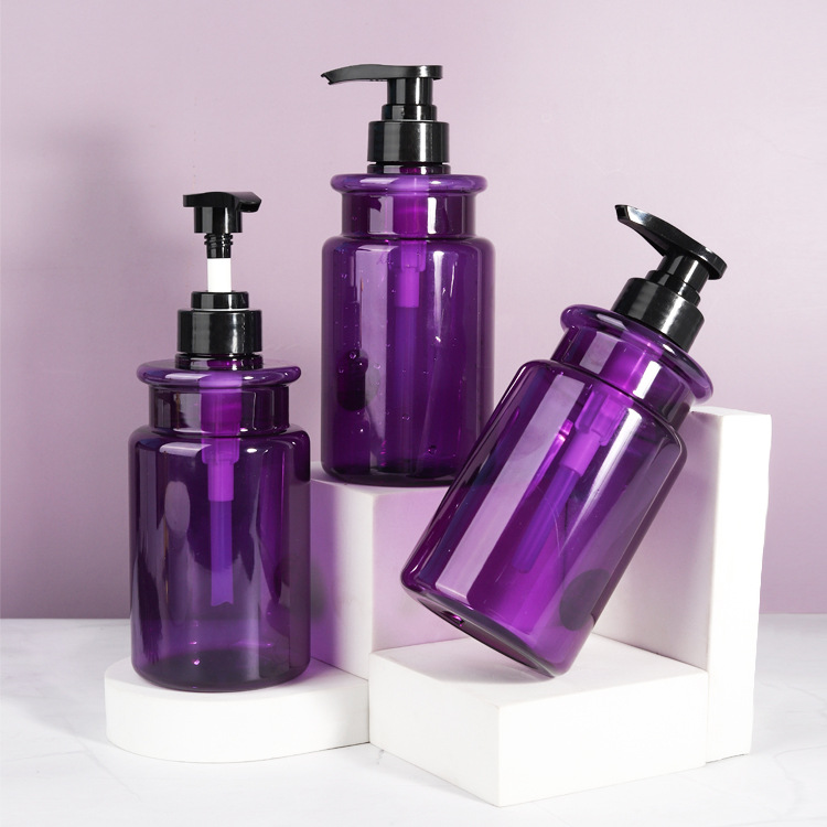 Luxury 500ml High Quality PET Hand Wash Lotion Shower Gel Soap Dispenser Pump Bottle Purple Hair Shampoo And Conditioner Bottle