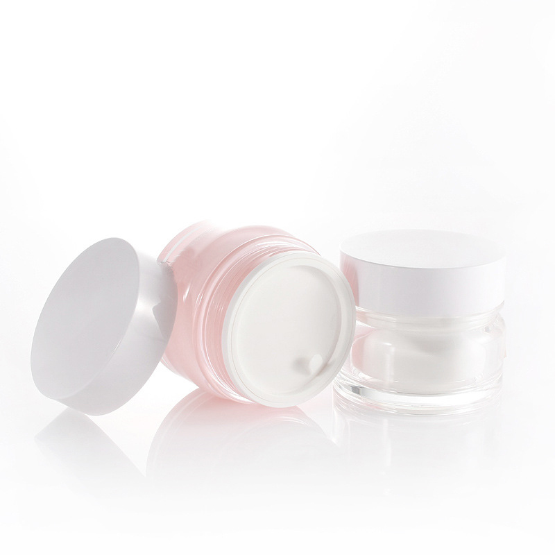 Face Cream Container Cosmetic Packaging 50g Transparent Pink Round Acrylic Jar Skin Care Cream Jar