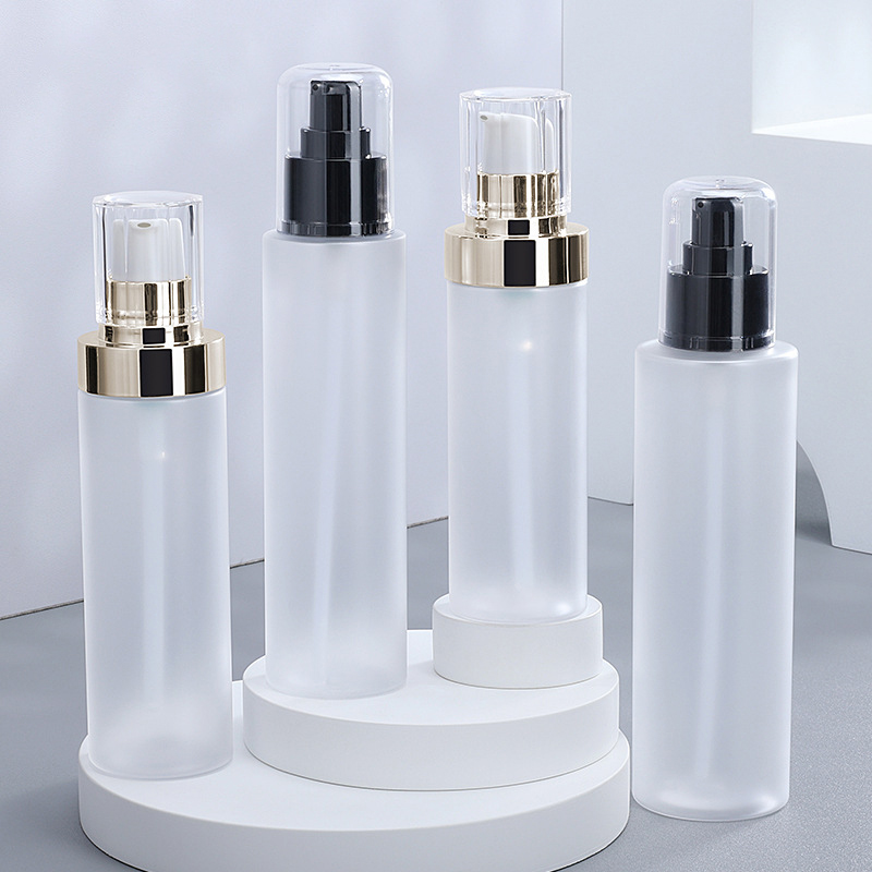 Cosmetic Package PET 100ml 120ml 150m Frosted Plastic Lotion Pump Spray Bottle With Gold Sprayer Head For Skincare