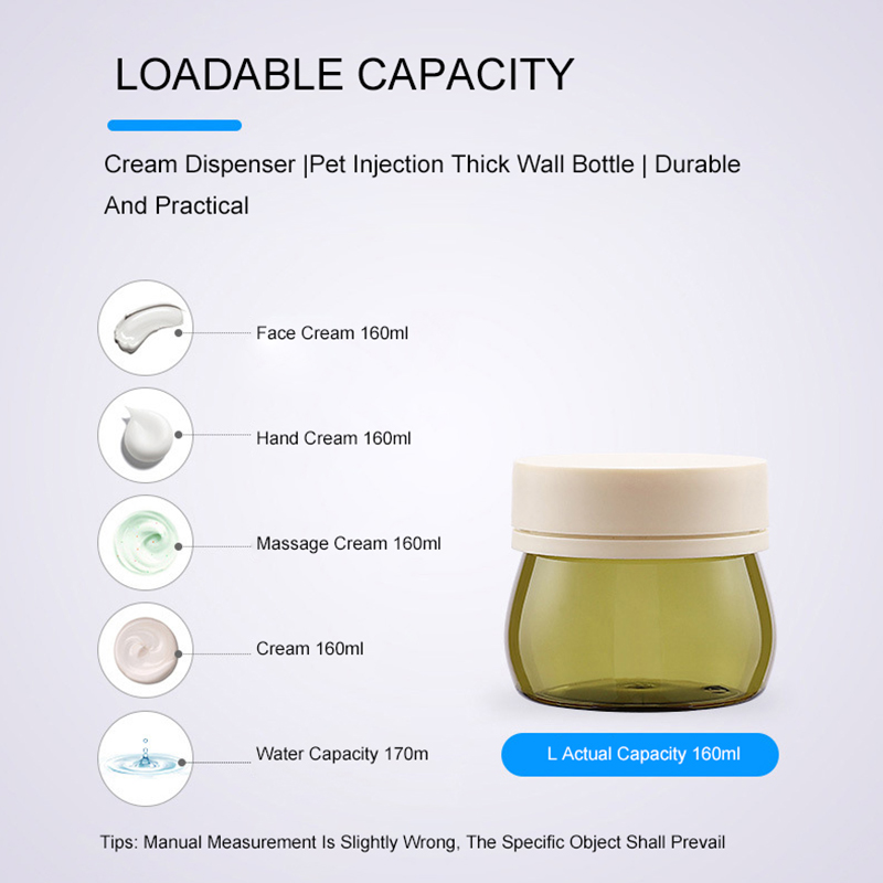 160ml Dark Green Thickened Wide Mouth Plastic Skin Care Cosmetic Recycled Cream Packaging Jar With Beige Screw Lid