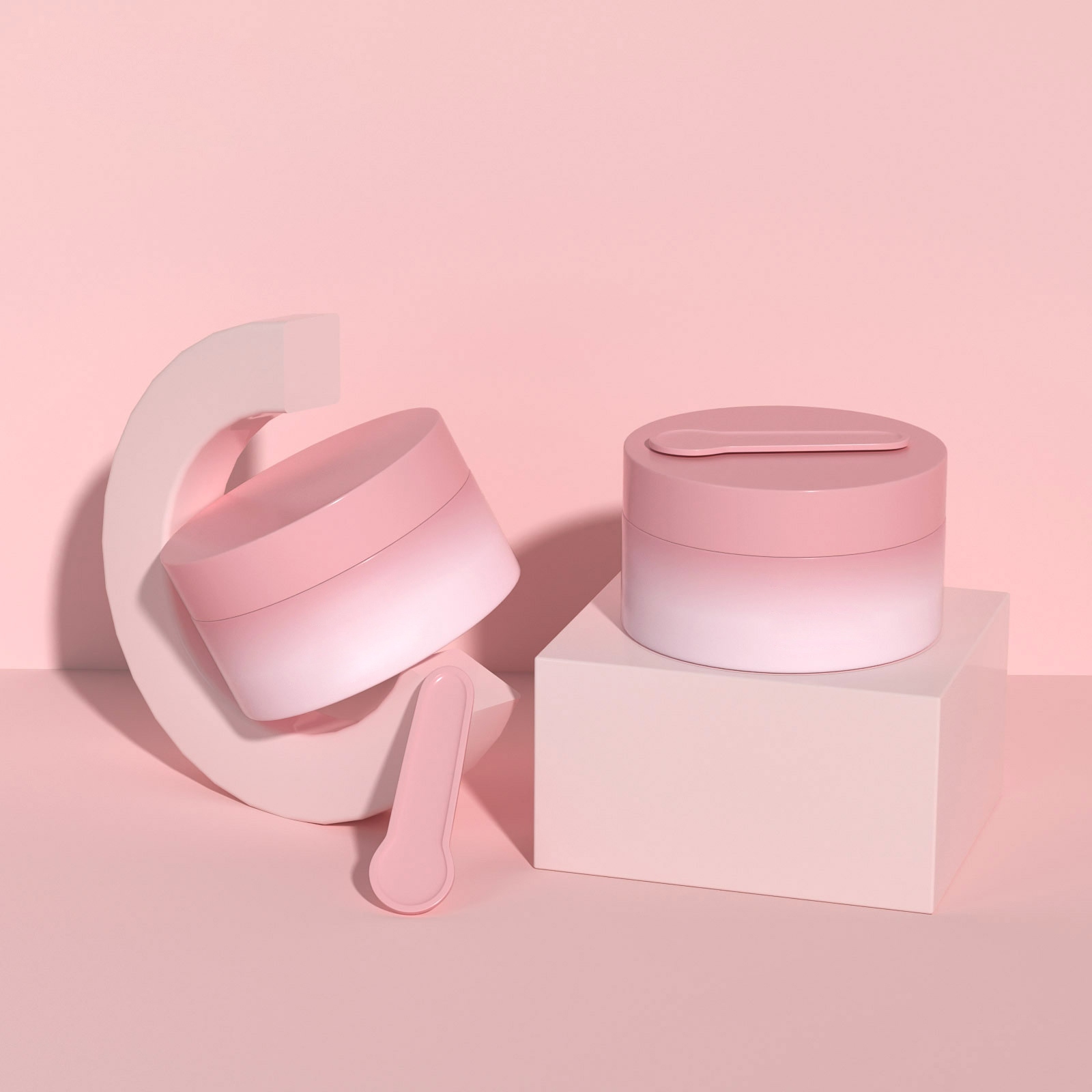 70ml 130ml 200ml PP Plastic Luxury Empty Face Body Cream Jars Pink Gradient Custom Logo Lotion Jars Container With Spoon