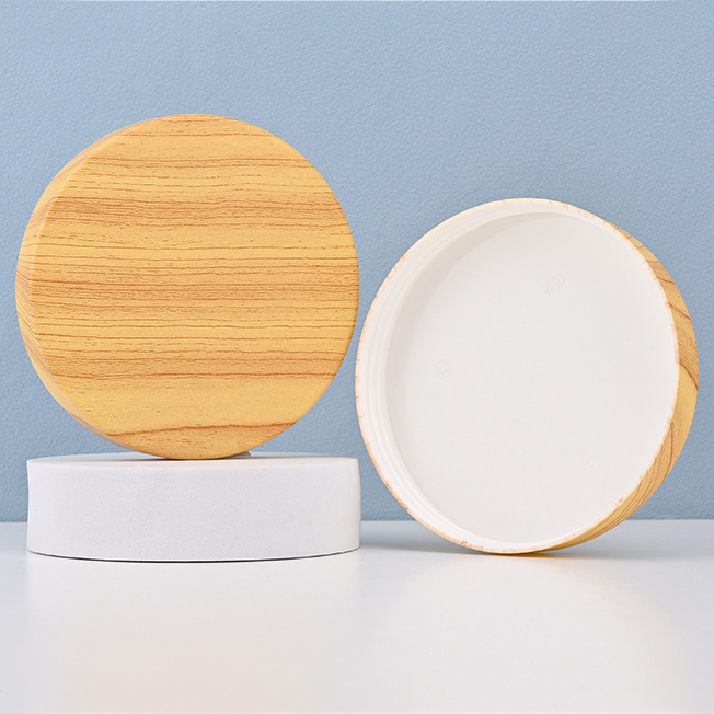 500ml Recycled Cream Cosmetic Packaging Large Capacity PE Plastic Body Butter Cosmetic Cream Jar With Wood Cap