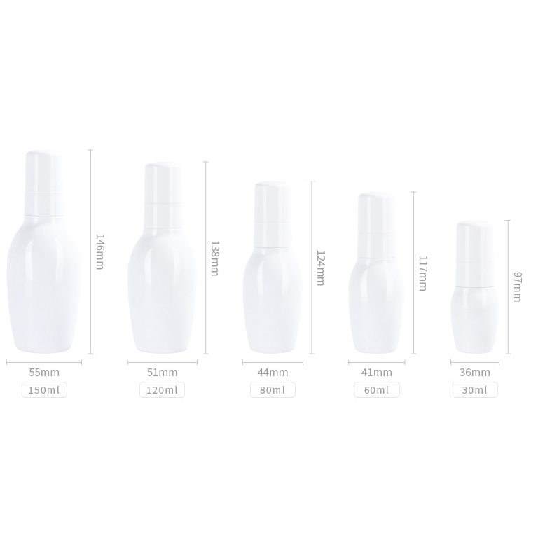 30ml 60ml 80ml 100ml 120ml 150ml 200ml Customized White Luxury PETG Plastic Cosmetic Serum Lotion Packaging Pump Bottle