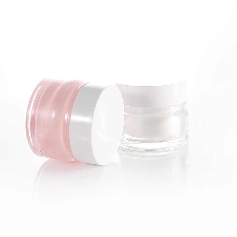 Face Cream Container Cosmetic Packaging 50g Transparent Pink Round Acrylic Jar Skin Care Cream Jar