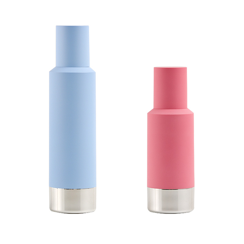 Cosmetic 15ml 30ml Blue Pink Airless Lotion Pump Bottle Round Slant Shoulder Double Wall Eye Face Cream Bottle