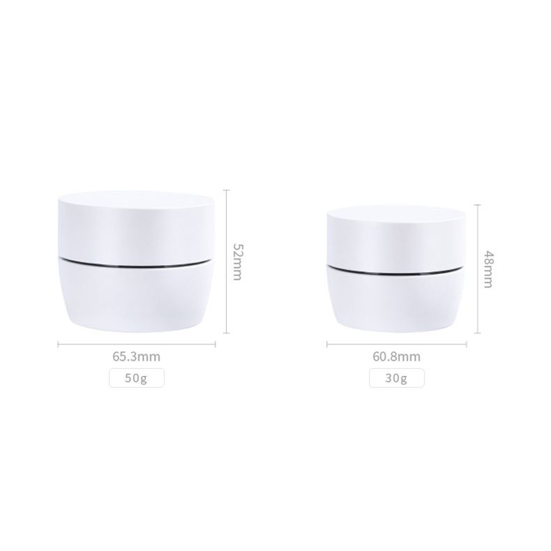 Cosmetic MS Plastic Facial Cream Container Jar 30g 50g White Empty Round Cosmetic Plastic Cream Jar With Lid