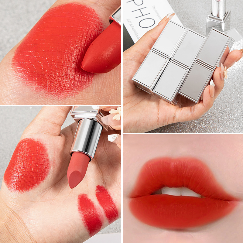 Cosmetics Waterproof Vegan High Pigment Lipstick Shine Silver Metallic Lipstick Private Label OEM Velvet Matte Lipstick