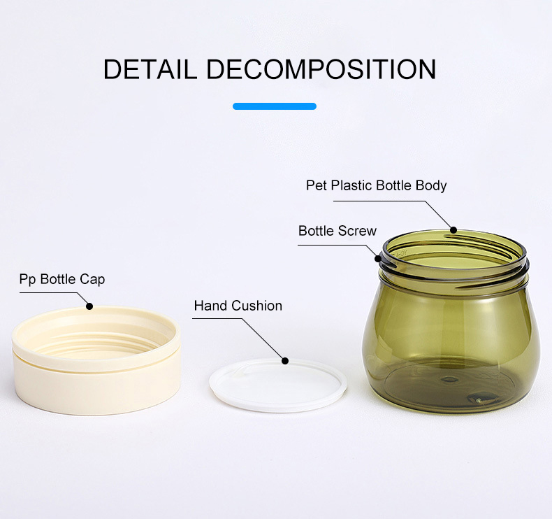 160ml Dark Green Thickened Wide Mouth Plastic Skin Care Cosmetic Recycled Cream Packaging Jar With Beige Screw Lid