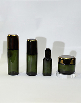 Translucent Green Plastic Lotion Bottle High End Double-Layer Serum Dropper Bottle Cosmetic Jar Packaging Set