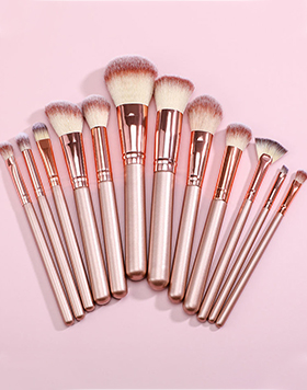 No Logo Beginner Makeup Tools Beauty Brushes 12pcs Champagne Gold Makeup Brush Set