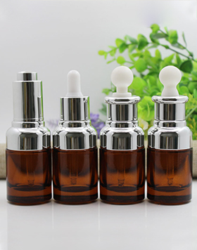 30ml Amber Glass Cosmetic Dropper Bottle Skin Care Serum Dropper Bottle With Silver Cap For Cosmetic Essential Oil