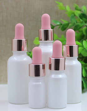 5ml 10ml 20ml 30ml 50ml White Porcelain Glass Pink Serum Bottle With Rose Gold Dropper Pipette For Essential Oil