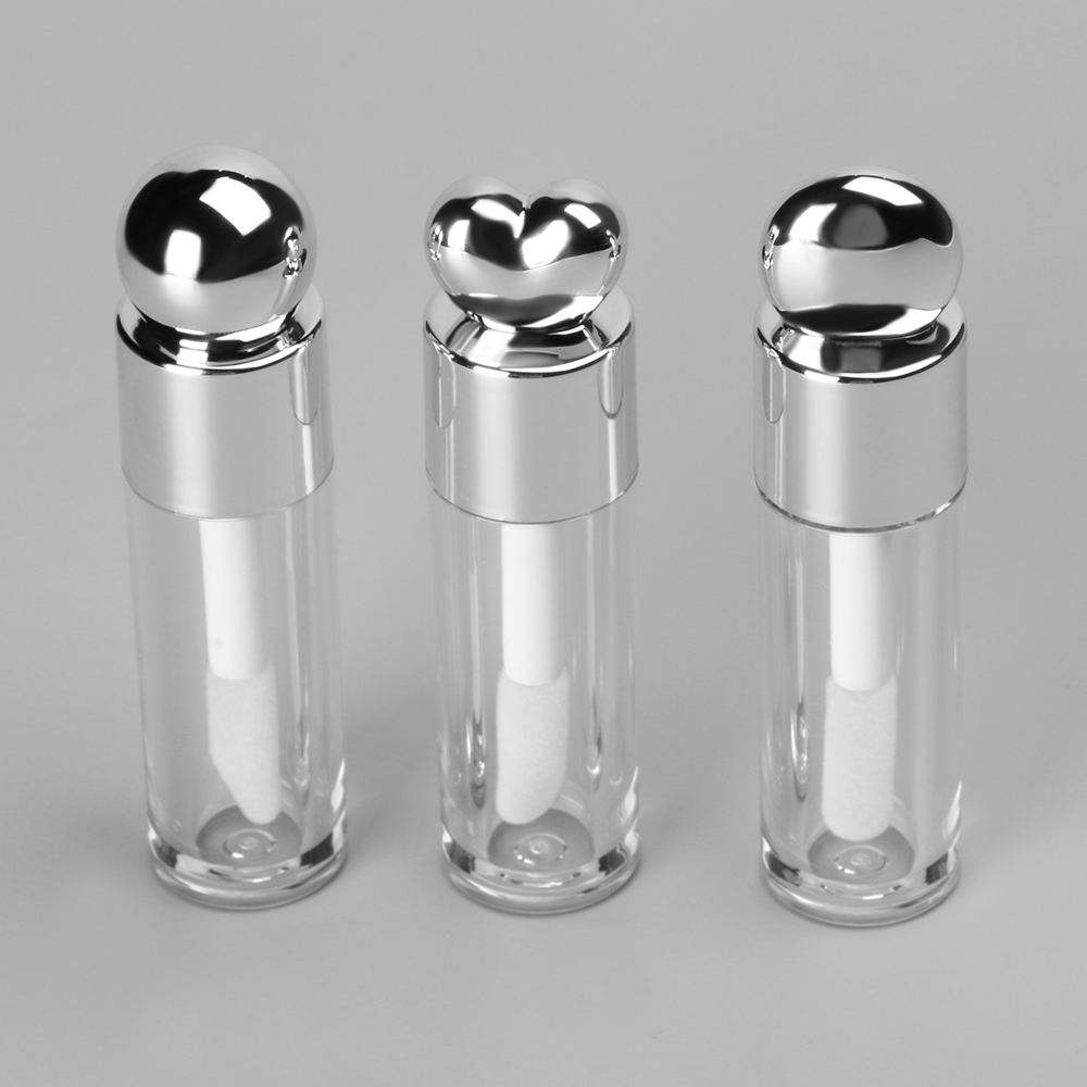 Empty Lipgloss Tube Liquid Lipstick Cases Unique Design Lip Gloss Tubes Heart Shaped Silver Lid Lip Gloss Containers