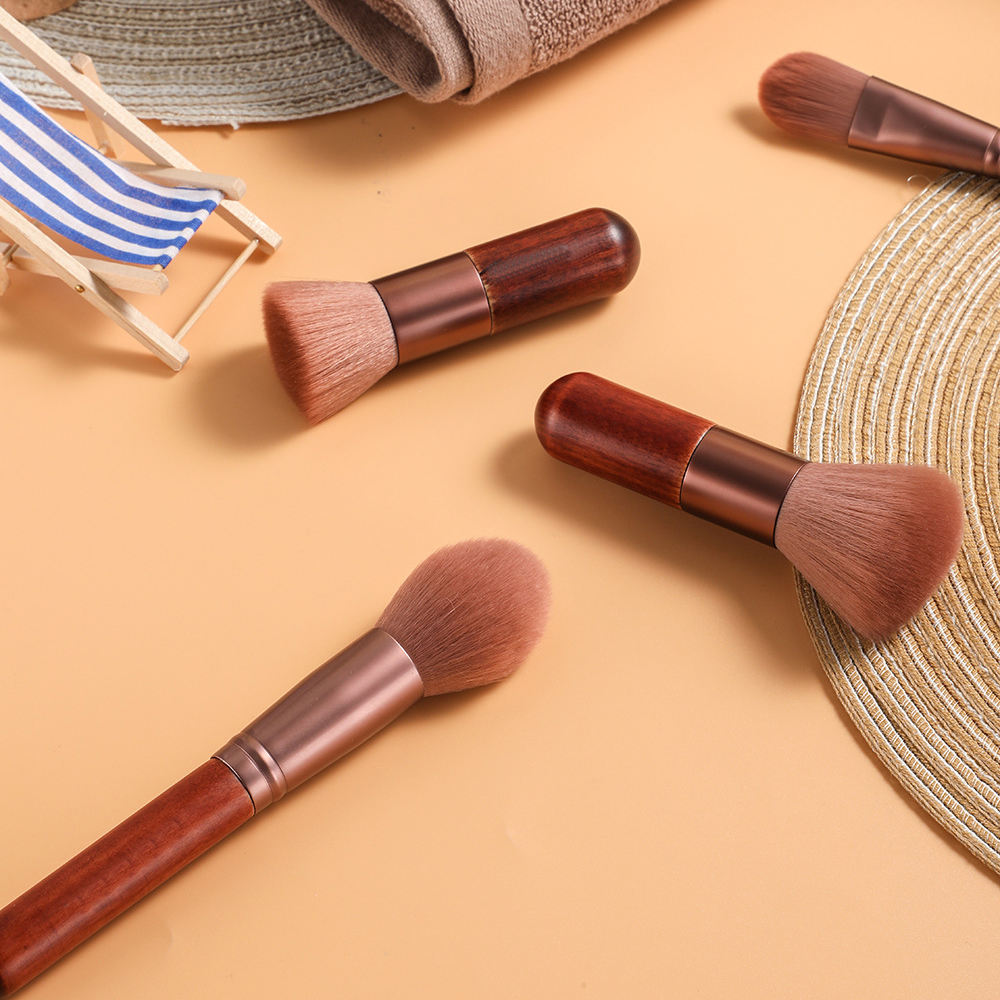 11pcs Private Label Makeup Brush Wood Brown Red Brush Custom Logo Makeup Brushes Set With Sponge And Bag