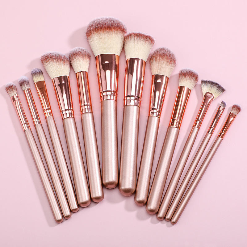 No Logo Beginner Makeup Tools Beauty Brushes 12pcs Champagne Gold Makeup Brush Set