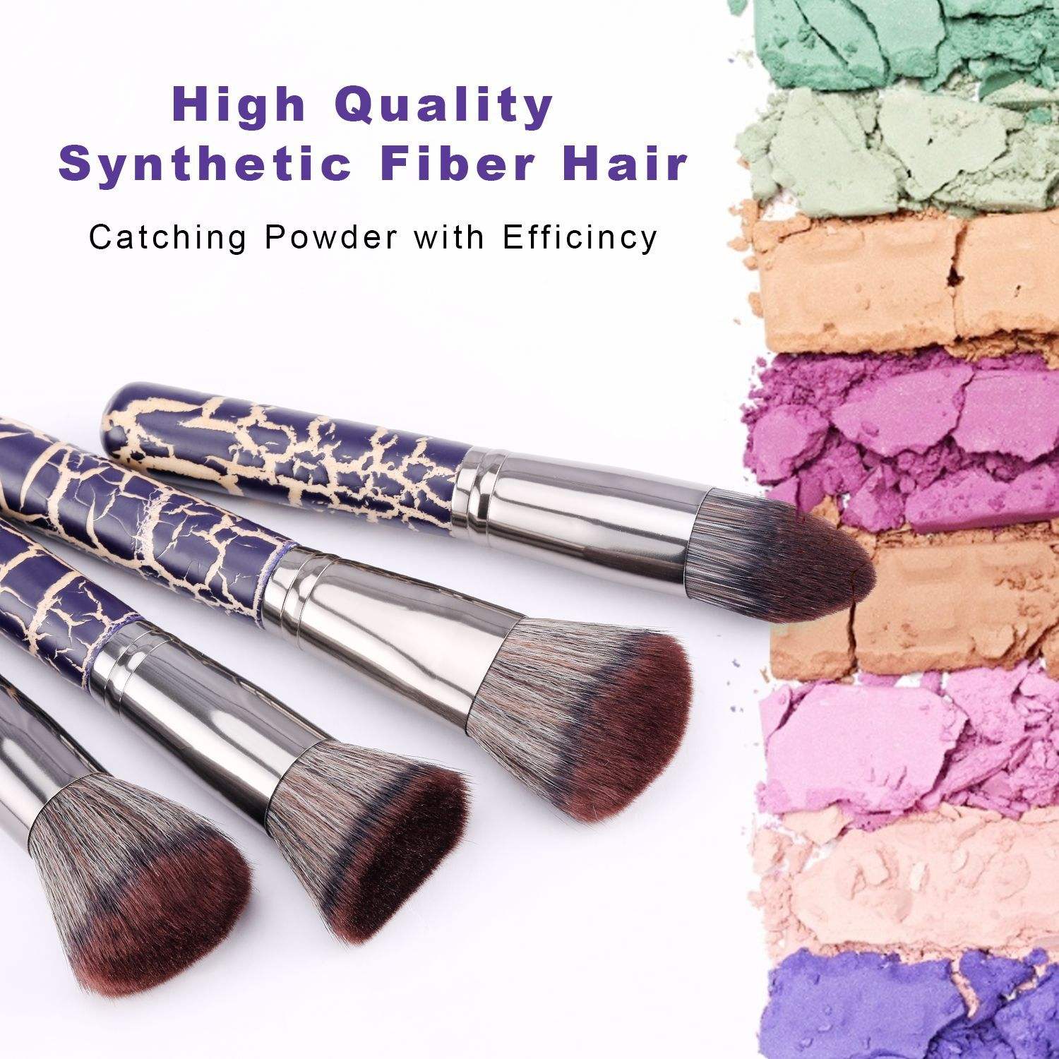 Customized High Quality Crackle Paint Brush Handle Eye Makeup Brush Set Multi-Function Eye Shadow Brush Kit