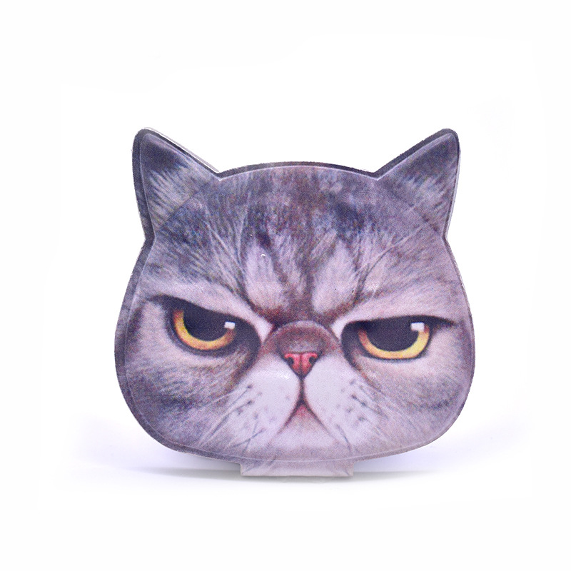 Custom Logo Cat Shape PU Leather Portable Compact Mirrors Animal Pattern Cosmetic Hand Held Mini Pocket Mirror