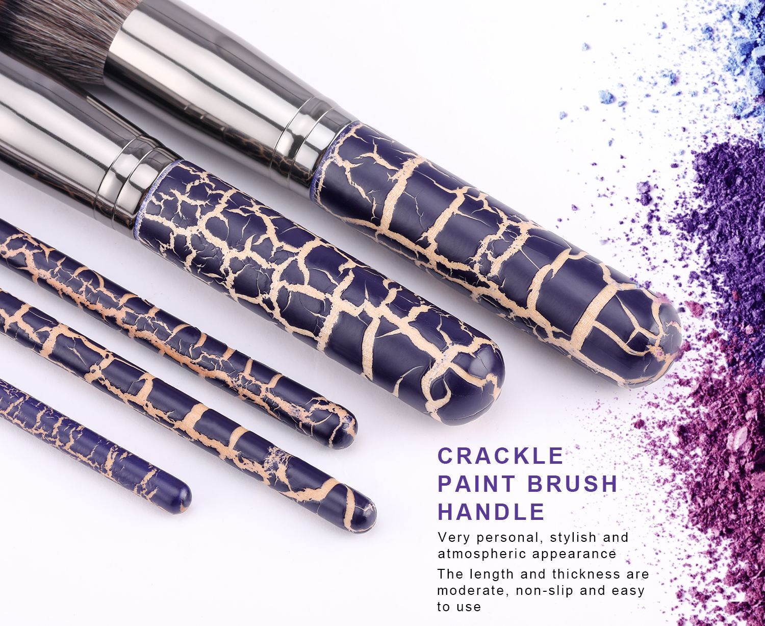 Customized High Quality Crackle Paint Brush Handle Eye Makeup Brush Set Multi-Function Eye Shadow Brush Kit