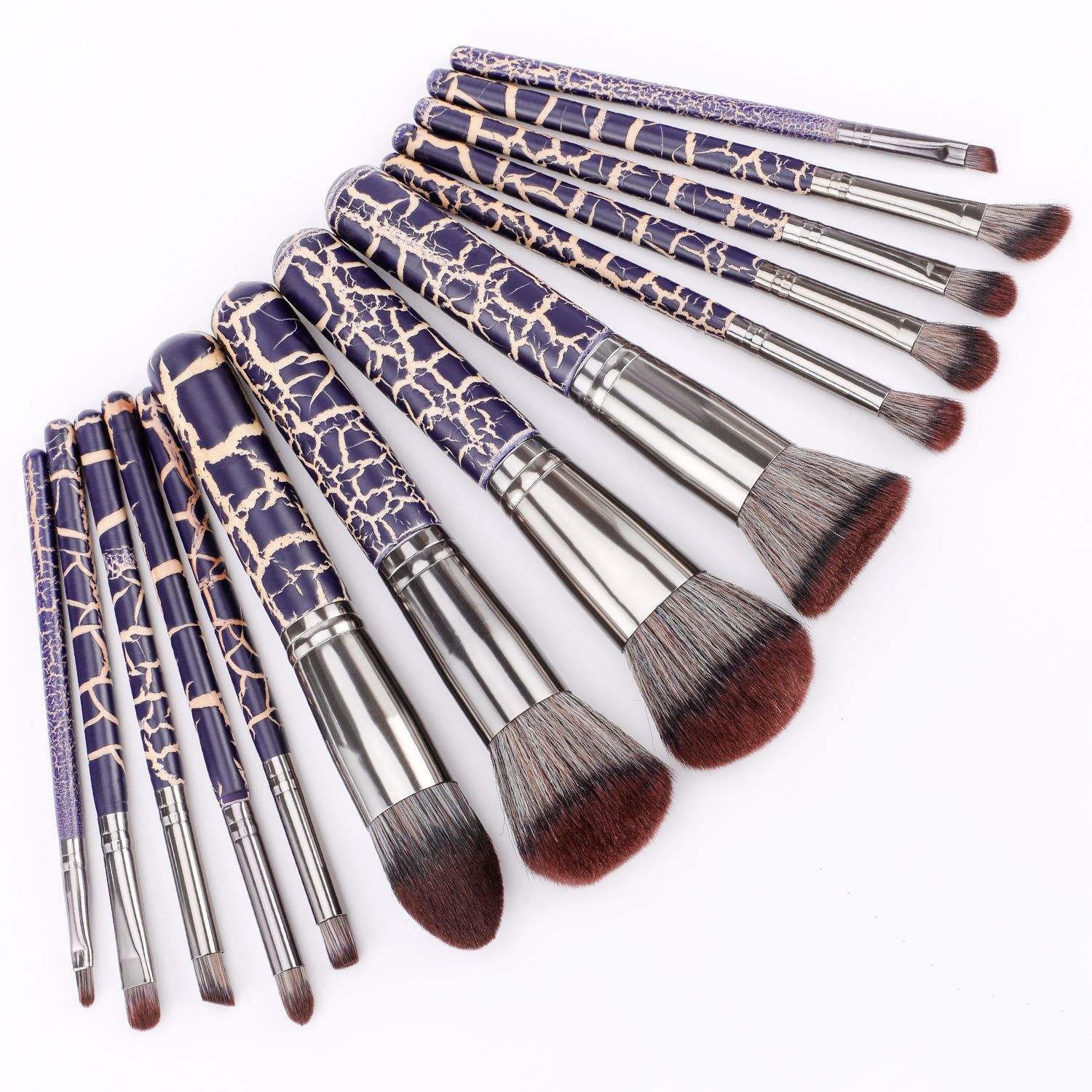 Customized High Quality Crackle Paint Brush Handle Eye Makeup Brush Set Multi-Function Eye Shadow Brush Kit