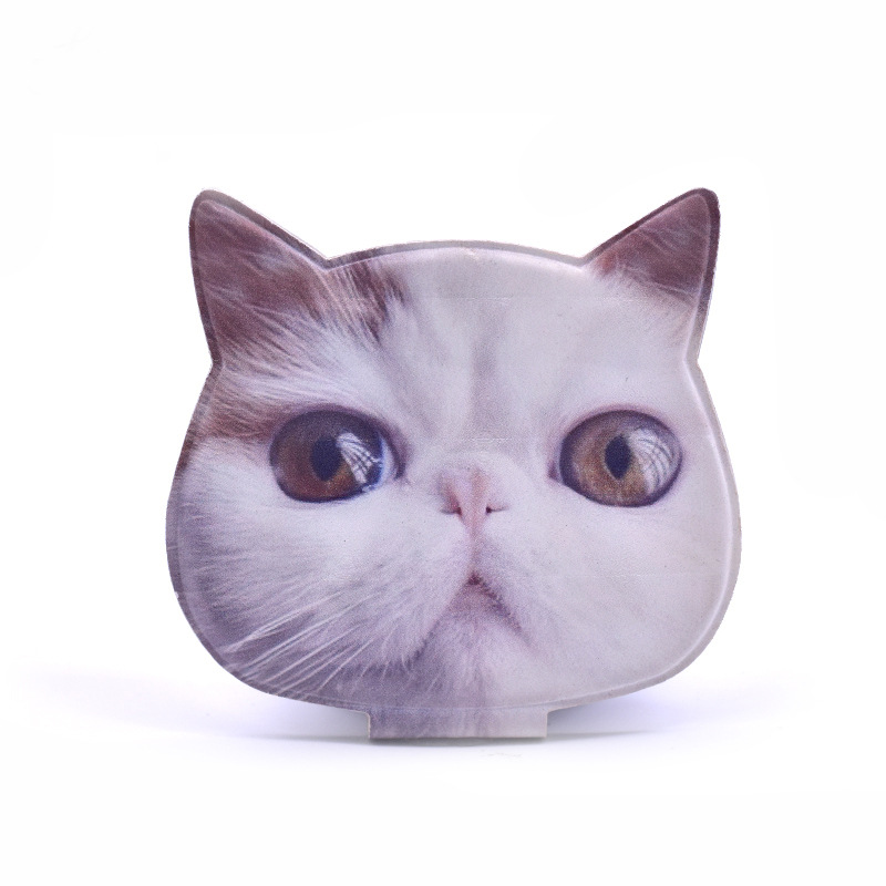 Custom Logo Cat Shape PU Leather Portable Compact Mirrors Animal Pattern Cosmetic Hand Held Mini Pocket Mirror