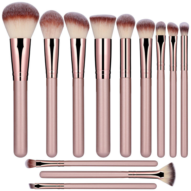 No Logo Beginner Makeup Tools Beauty Brushes 12pcs Champagne Gold Makeup Brush Set