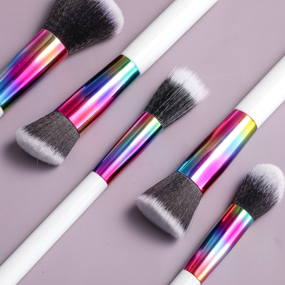 15pcs Special Design Cosmetic Brushes Natural Nylon Hair Foundation Colorful White Laser Makeup Brush Set With Bag