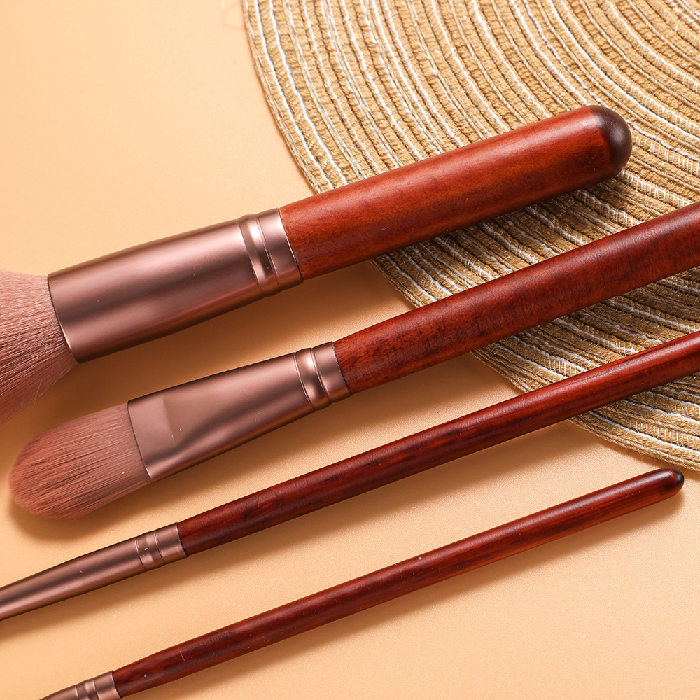 11pcs Private Label Makeup Brush Wood Brown Red Brush Custom Logo Makeup Brushes Set With Sponge And Bag