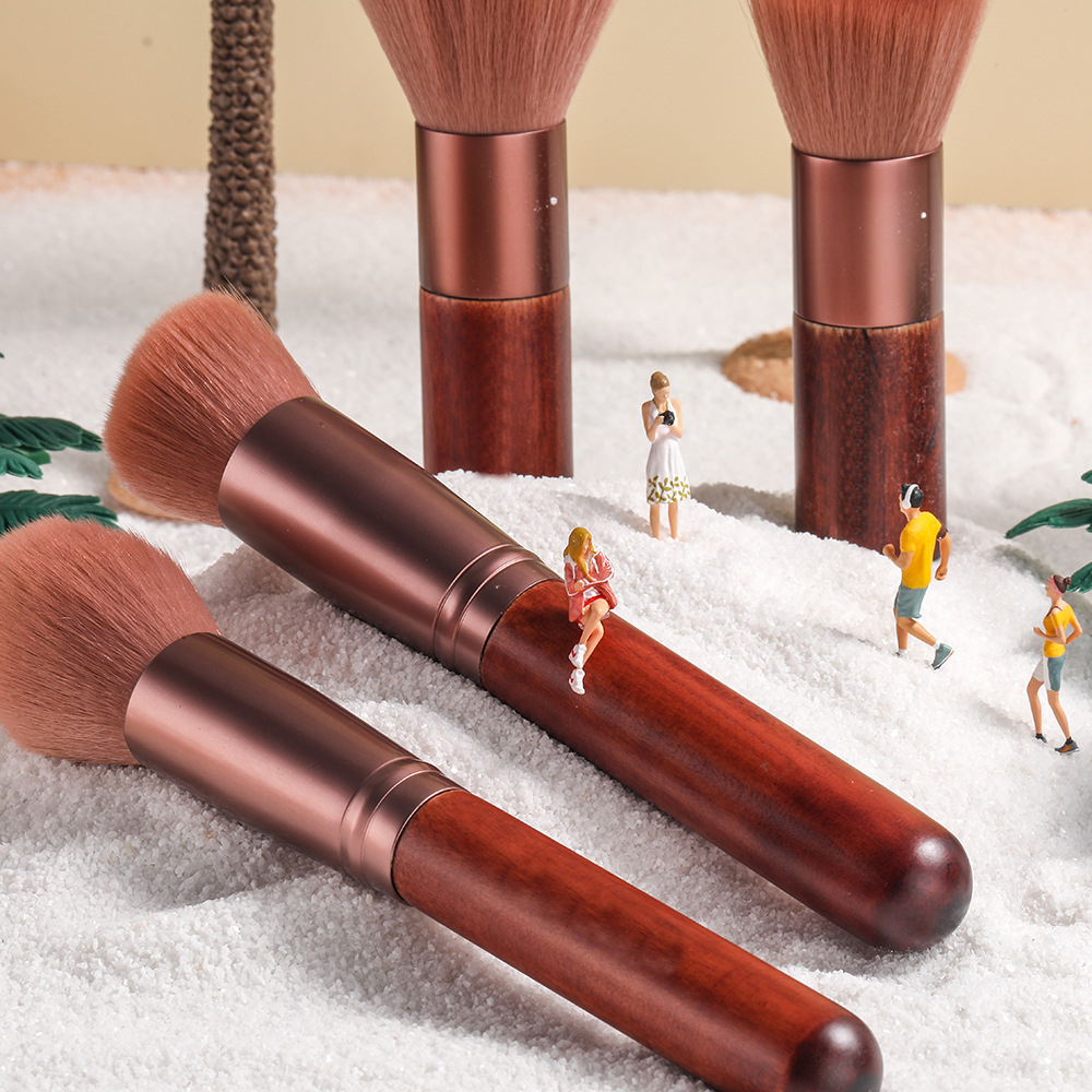 11pcs Private Label Makeup Brush Wood Brown Red Brush Custom Logo Makeup Brushes Set With Sponge And Bag