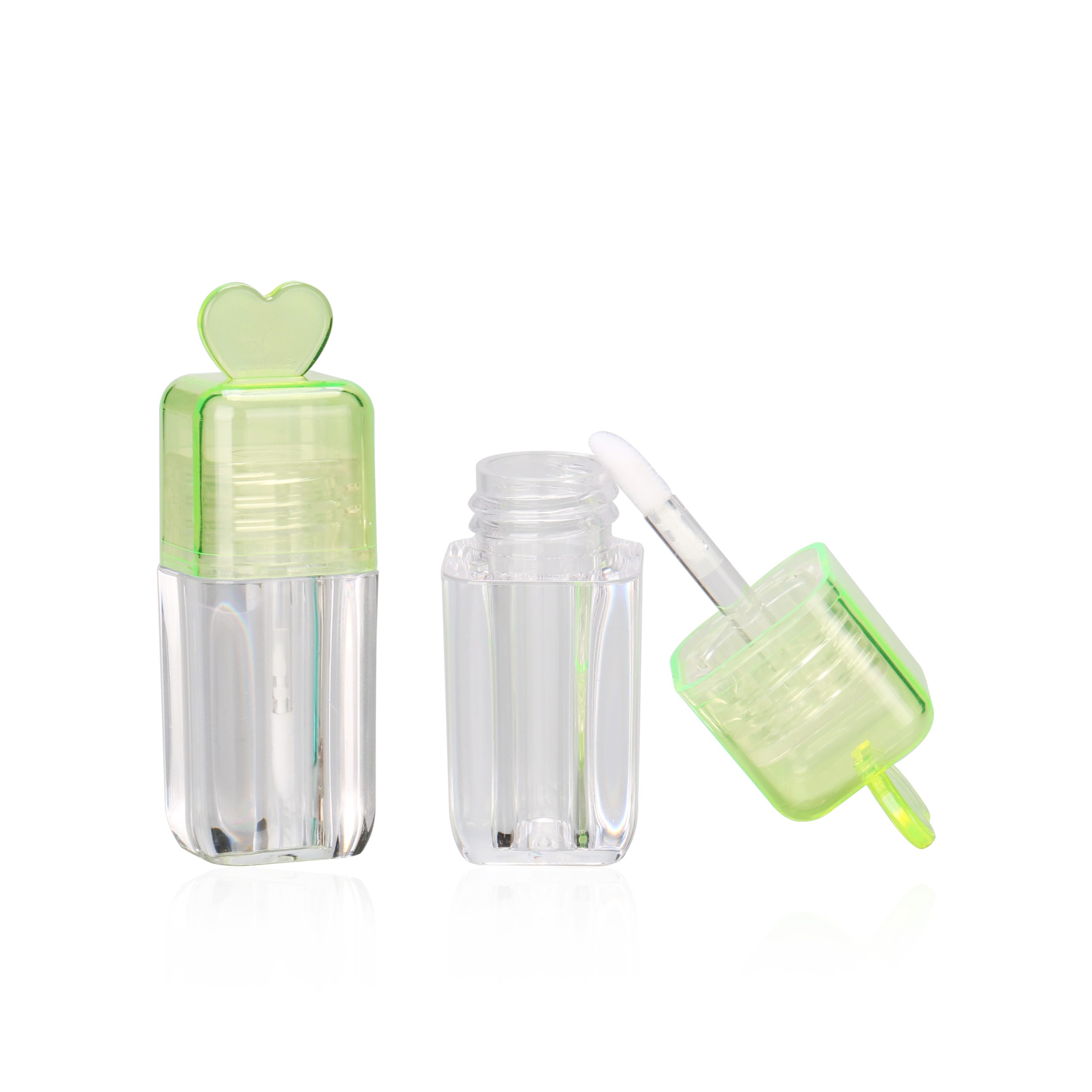 Custom Logo Cute Pretty Ice Candy Color Green Lip Gloss Tube Mini Square Clear Wands Bottle Lip Gloss Tubes