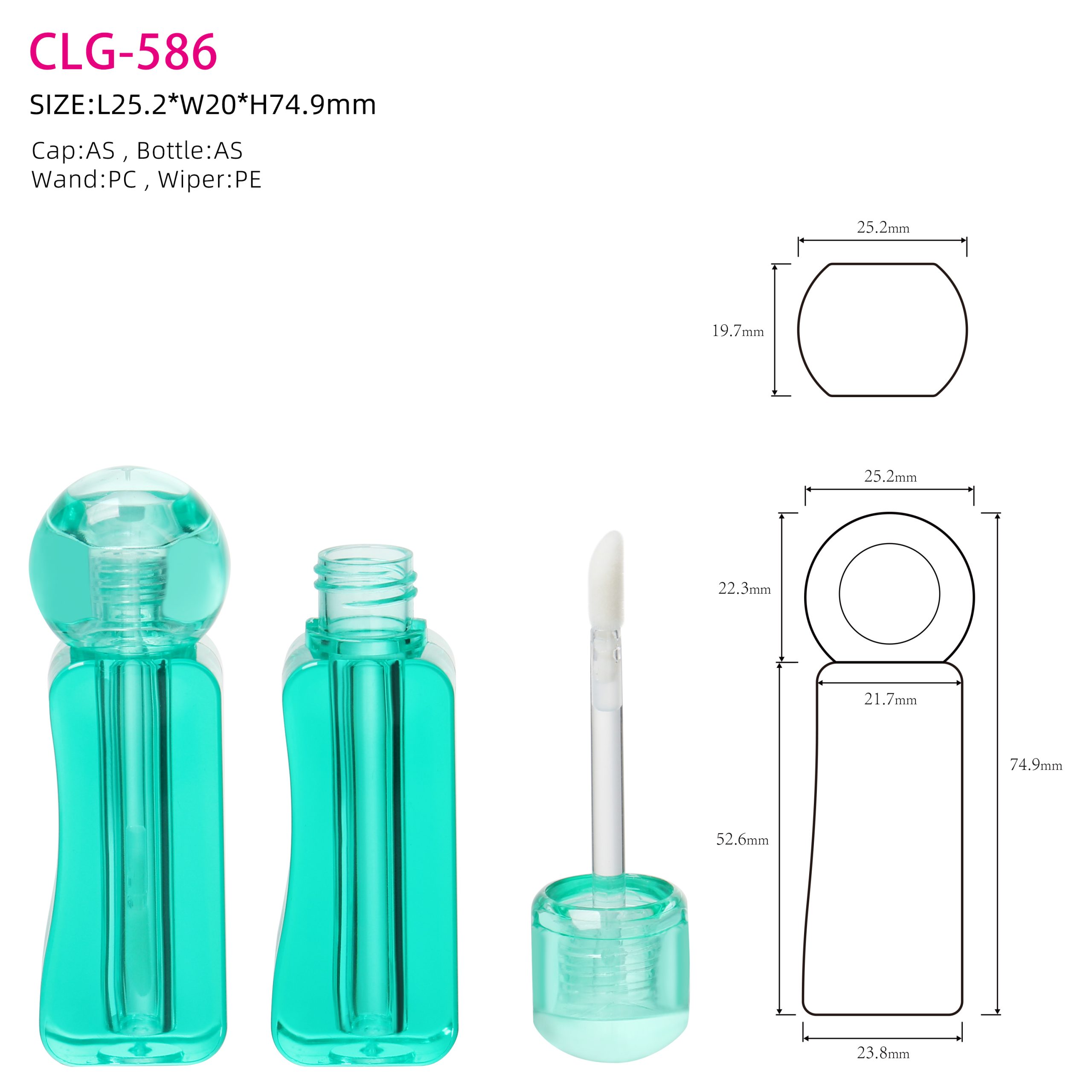 Custom Logo Cute Pretty Ice Candy Color Green Lip Gloss Tube Mini Square Clear Wands Bottle Lip Gloss Tubes