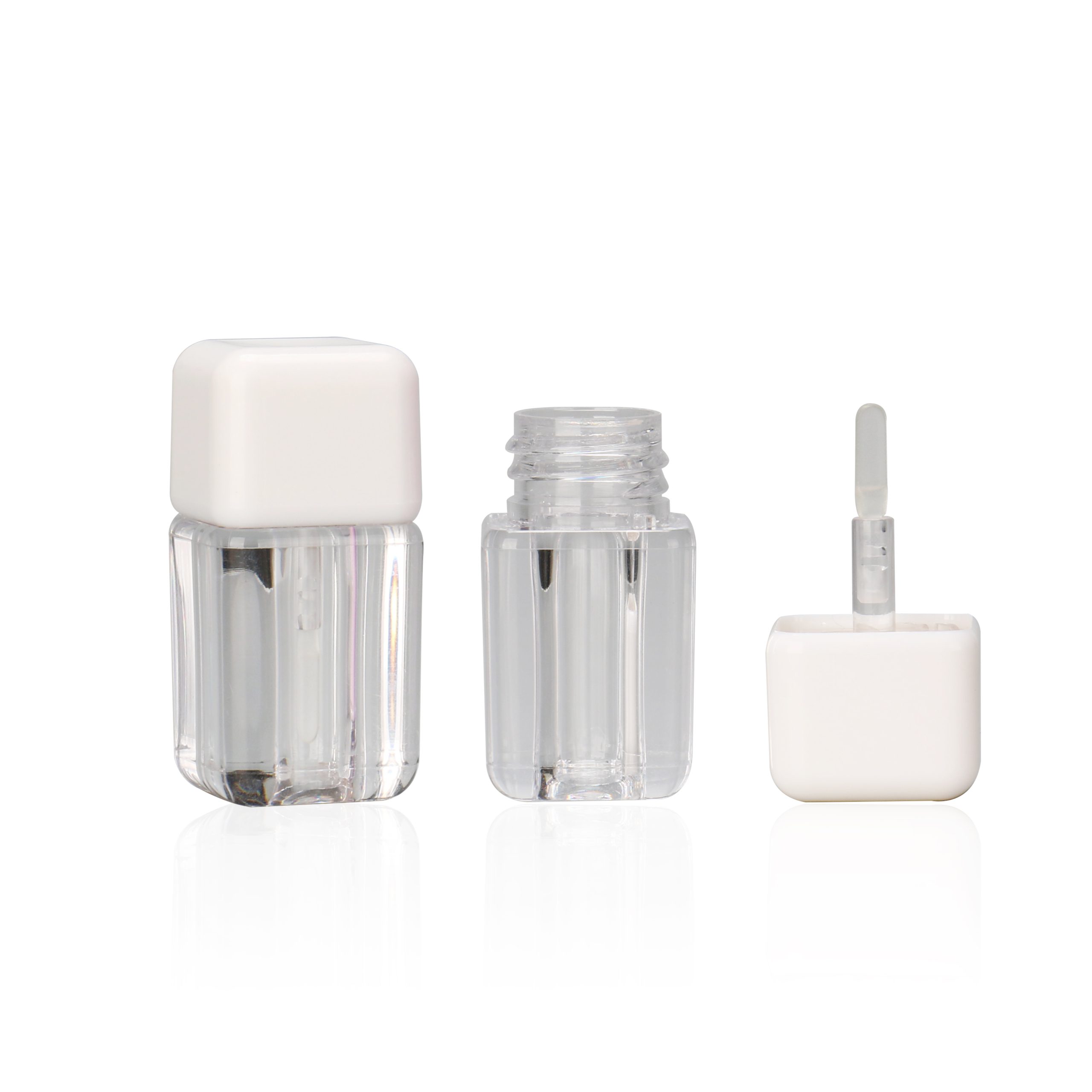 Empty White Pink Mini Lip Tint Cube Container Round Tubby Square Lip Gloss Tube Custom Lip Containers With Brush