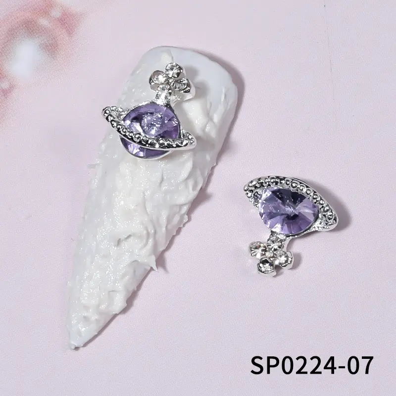 Alloy Diamond Saturn Shape Jewelry Rhinestones Nails Art Decorations Luxury Metal Planet Nail Charms