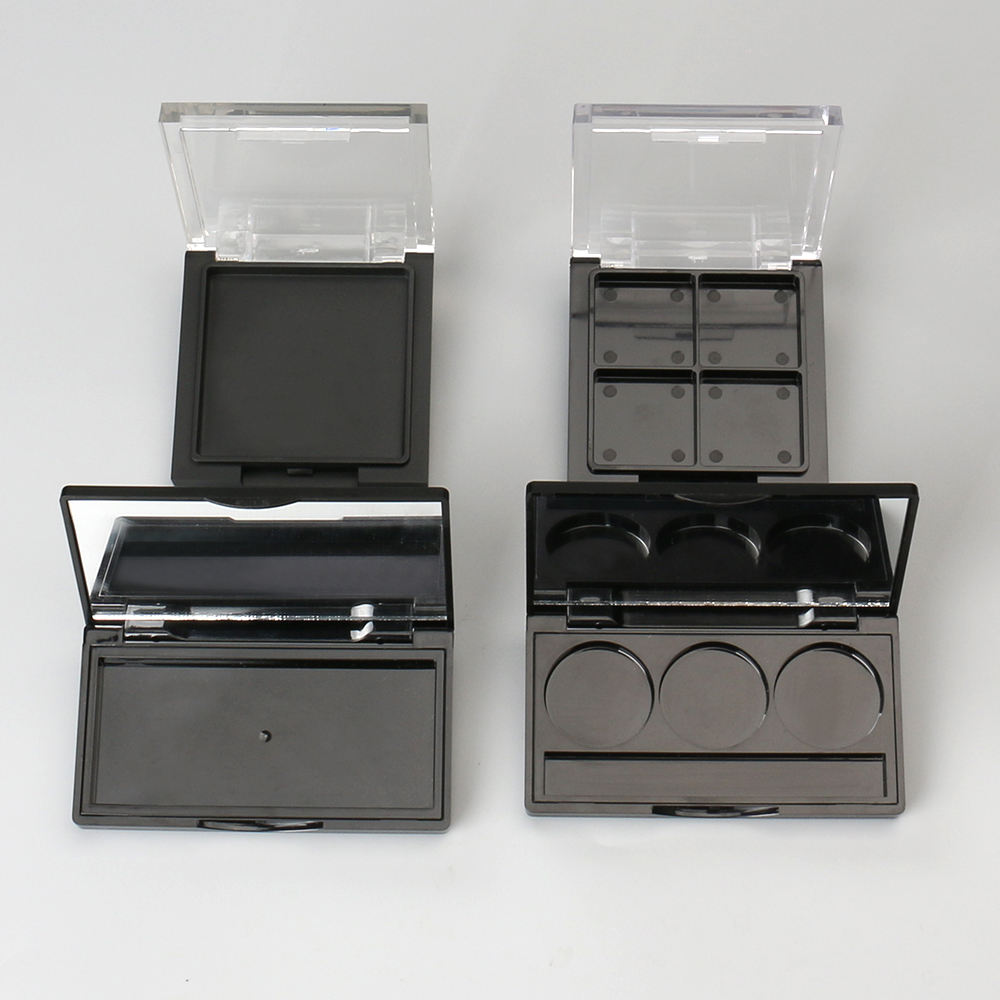 Cosmetic packaging wholesale square eyeshadow case plastic empty highlight shadow palette customized