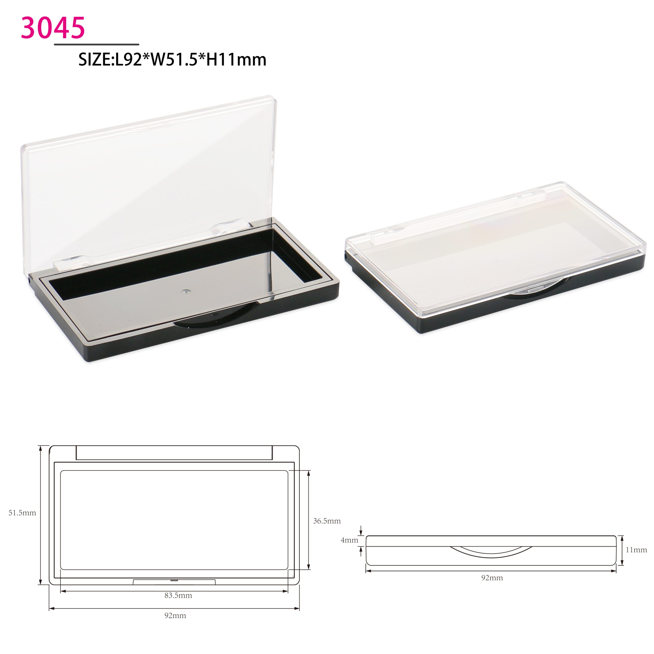 Cosmetic packaging wholesale square eyeshadow case plastic empty highlight shadow palette customized