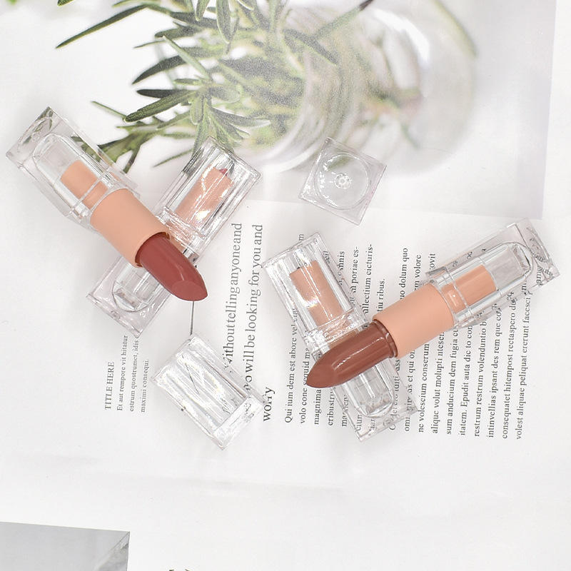 Private Label Ice Square Shape Transparent Crystal Tube Custom Matte Pigment Lipstick